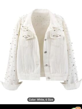 Embellished White Denim Jacket - Women's